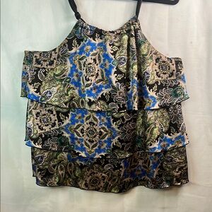 Perseption Paisley Layered Camisole in Black, Blue, and Green